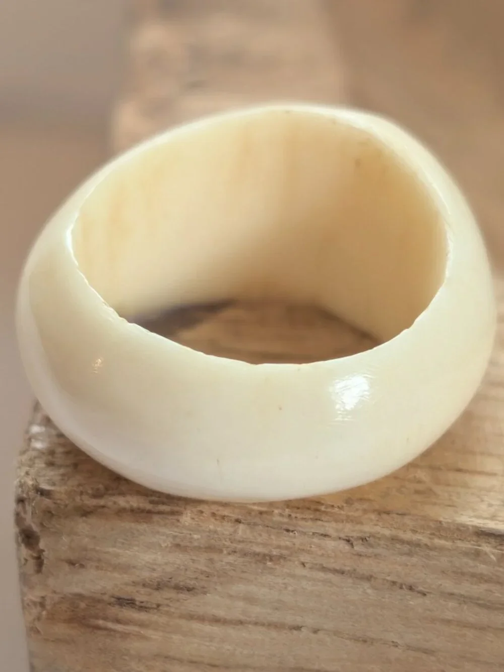 Vintage Carved Bovine Bone Dome Ring Size 5